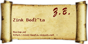 Zink Beáta névjegykártya